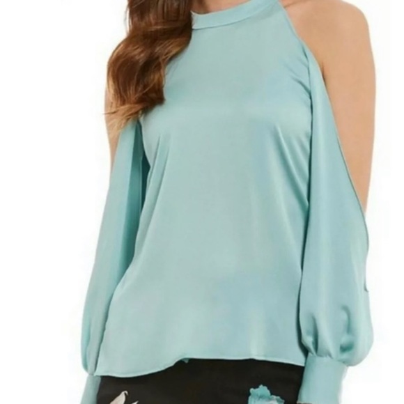New 1. State Women's Cold Shoulder - Twilight Hour Mint Leaf blouse Sz XL NWT - Picture 3 of 5